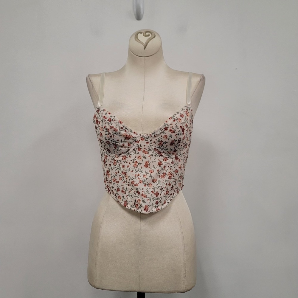 Mesh Floral Corset Top Size S‎ Renaissance Renfair Romantic Whimsigoth Coquette